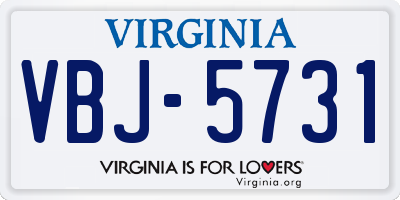 VA license plate VBJ5731