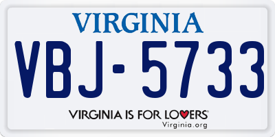 VA license plate VBJ5733