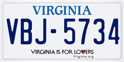 VA license plate VBJ5734