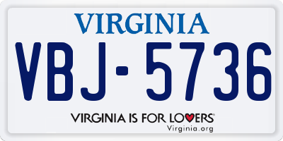 VA license plate VBJ5736