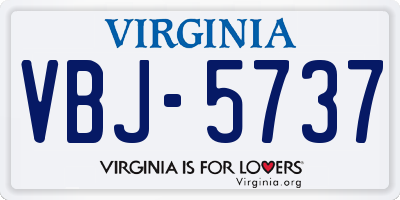 VA license plate VBJ5737