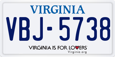 VA license plate VBJ5738