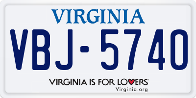 VA license plate VBJ5740