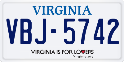 VA license plate VBJ5742
