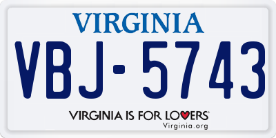 VA license plate VBJ5743