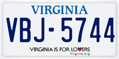 VA license plate VBJ5744