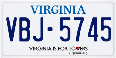 VA license plate VBJ5745