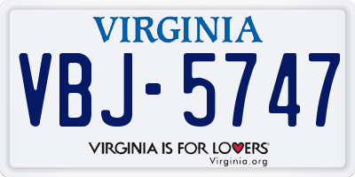 VA license plate VBJ5747