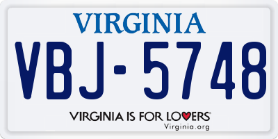 VA license plate VBJ5748