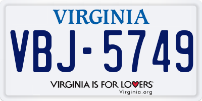 VA license plate VBJ5749