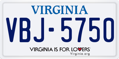 VA license plate VBJ5750