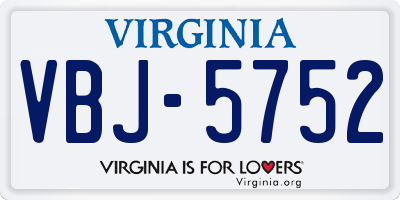 VA license plate VBJ5752