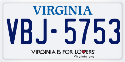 VA license plate VBJ5753