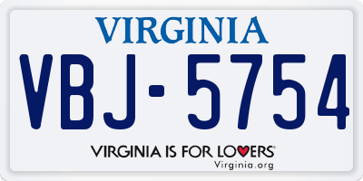 VA license plate VBJ5754