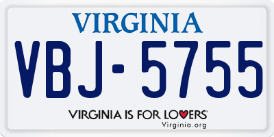 VA license plate VBJ5755