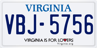 VA license plate VBJ5756