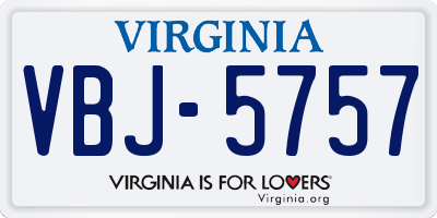 VA license plate VBJ5757
