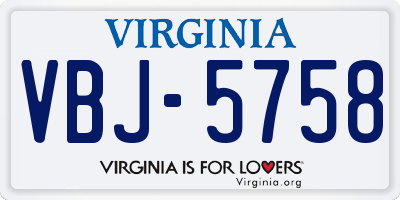VA license plate VBJ5758
