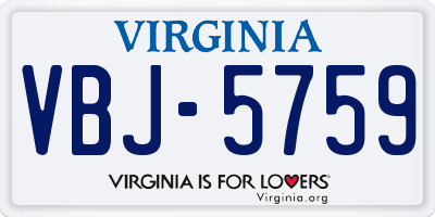 VA license plate VBJ5759