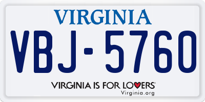 VA license plate VBJ5760