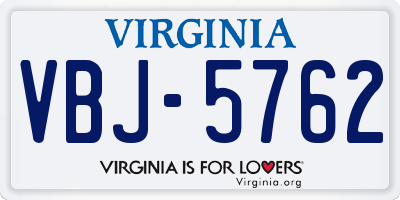VA license plate VBJ5762