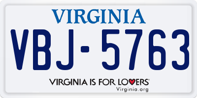 VA license plate VBJ5763