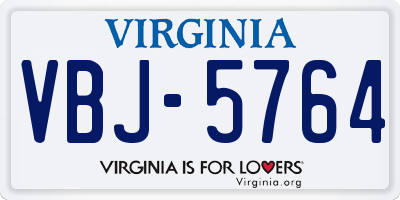 VA license plate VBJ5764