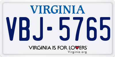 VA license plate VBJ5765
