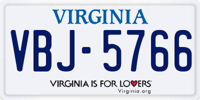 VA license plate VBJ5766