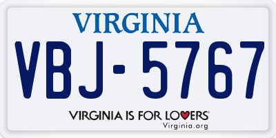 VA license plate VBJ5767