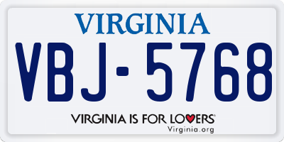 VA license plate VBJ5768