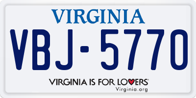 VA license plate VBJ5770