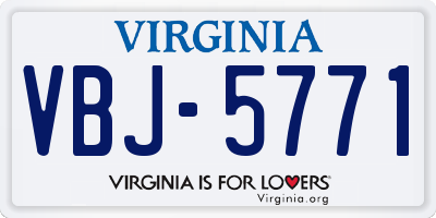 VA license plate VBJ5771