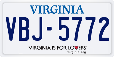 VA license plate VBJ5772