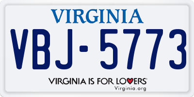 VA license plate VBJ5773