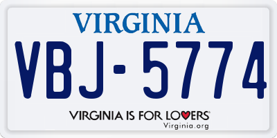 VA license plate VBJ5774