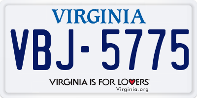 VA license plate VBJ5775