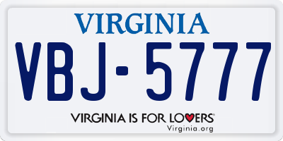 VA license plate VBJ5777