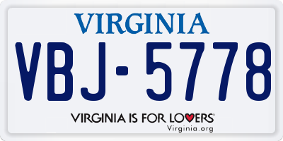 VA license plate VBJ5778