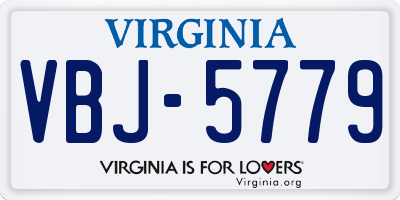 VA license plate VBJ5779