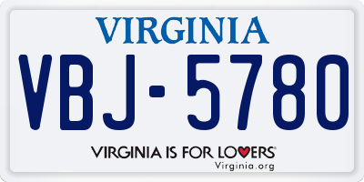 VA license plate VBJ5780