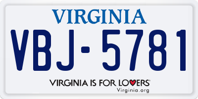 VA license plate VBJ5781