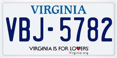 VA license plate VBJ5782