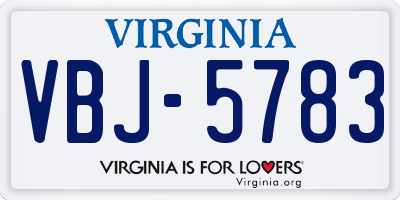 VA license plate VBJ5783