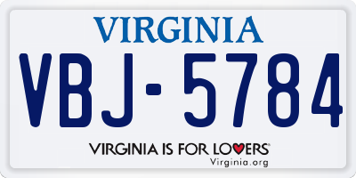 VA license plate VBJ5784