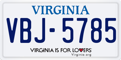 VA license plate VBJ5785