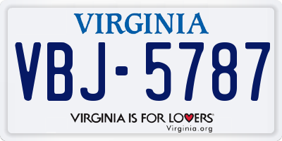 VA license plate VBJ5787