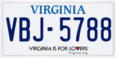 VA license plate VBJ5788