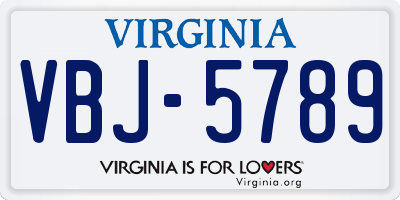 VA license plate VBJ5789