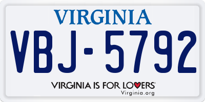 VA license plate VBJ5792